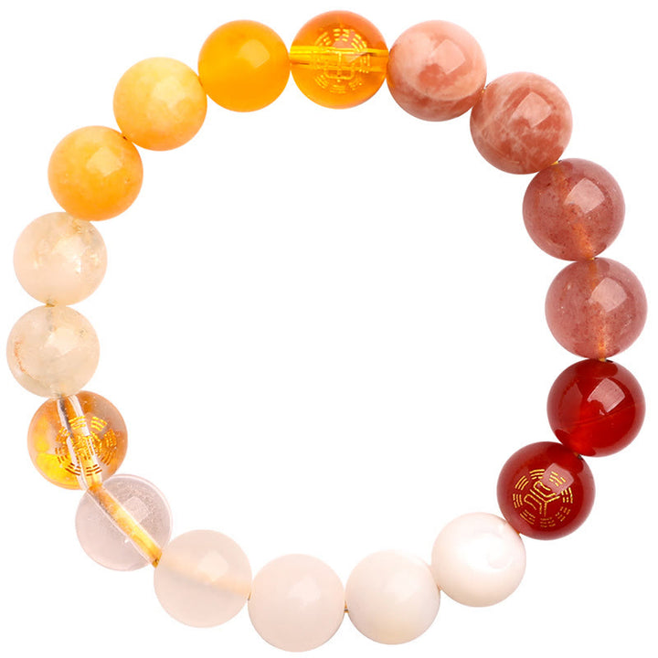 Pulsera de la sabiduría con Buddha Stones, cinco elementos, varios cristales de ágata y piedra solar