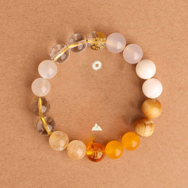 Buddha Stones Pulsera de la sabiduría de los cinco elementos con varios cristales de ágata, ónix negro, calcedonia verde y aguamarina - image 32