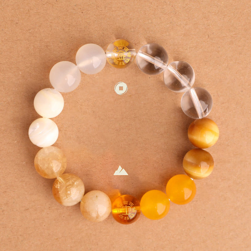 Buddha Stones Pulsera de la sabiduría de los cinco elementos con varios cristales de ágata, ónix negro, calcedonia verde y aguamarina - image 34