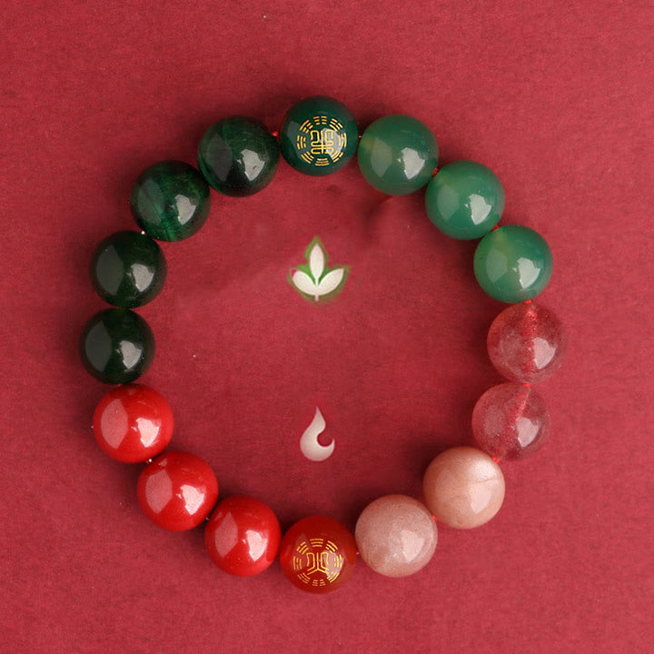 Buddha Stones Pulsera de la sabiduría de los cinco elementos con varios cristales de ágata, ónix negro, calcedonia verde y aguamarina - image 52