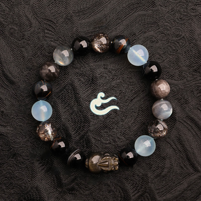 Buddha Stones Pulsera de la suerte fantasma con cinco elementos, varios cristales de ágata verde fresa, cuarzo musgoso y ágata verde - image 24