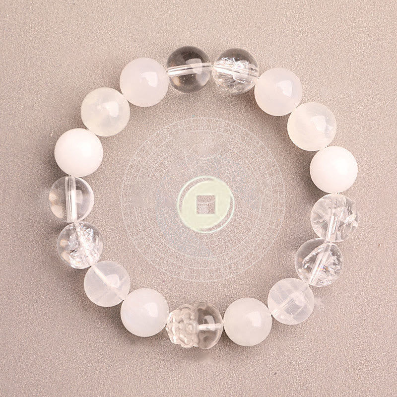 Buddha Stones Pulsera de la suerte fantasma con cinco elementos, varios cristales de ágata verde fresa, cuarzo musgoso y ágata verde - image 40