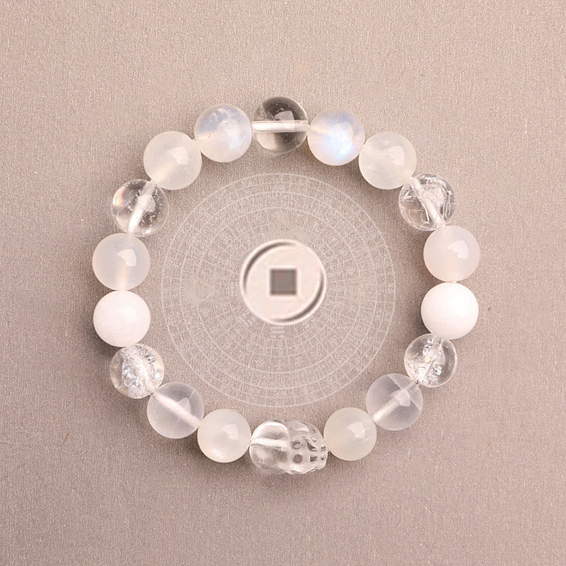 Buddha Stones Pulsera de la suerte fantasma con cinco elementos, varios cristales de ágata verde fresa, cuarzo musgoso y ágata verde - image 42