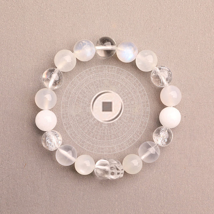 Buddha Stones Pulsera de la suerte fantasma con cinco elementos, varios cristales de ágata verde fresa, cuarzo musgoso y ágata verde - image 42