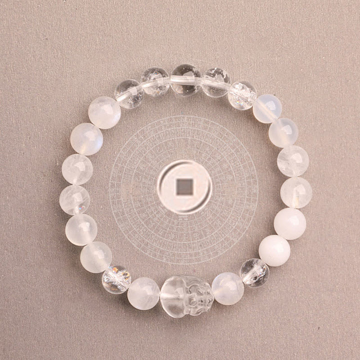 Buddha Stones Pulsera de la suerte fantasma con cinco elementos, varios cristales de ágata verde fresa, cuarzo musgoso y ágata verde - image 44