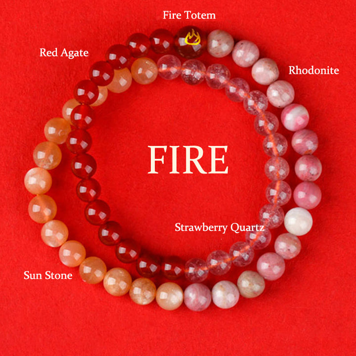 Pulsera de la suerte con Buddha Stones, cinco elementos, varios cristales de ágata, calcedonia y cristal blanco de ágata blanca