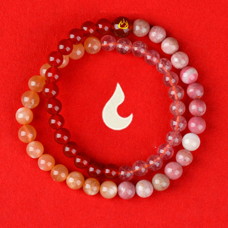 Pulsera de la suerte con Buddha Stones, cinco elementos, varios cristales de ágata, calcedonia y cristal blanco de ágata blanca