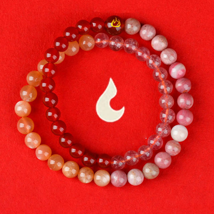 Pulsera de la suerte con Buddha Stones, cinco elementos, varios cristales de ágata, calcedonia y cristal blanco de ágata blanca