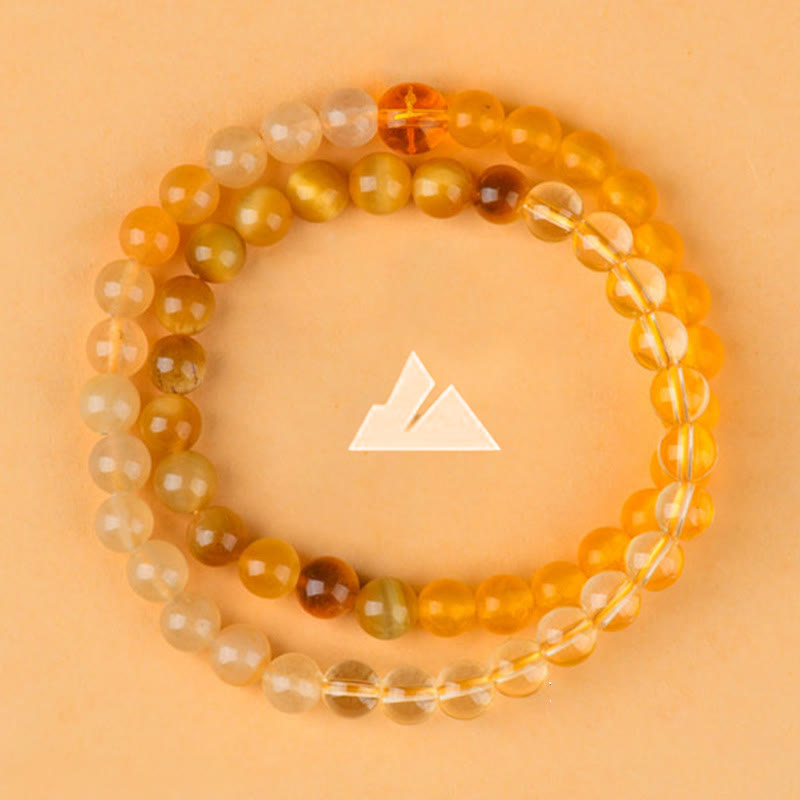 Pulsera de la suerte con Buddha Stones, cinco elementos, varios cristales de ágata, calcedonia y cristal blanco de ágata blanca