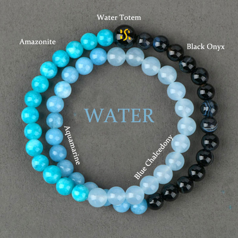 Pulsera de la suerte con Buddha Stones, cinco elementos, varios cristales de ágata, calcedonia y cristal blanco de ágata blanca