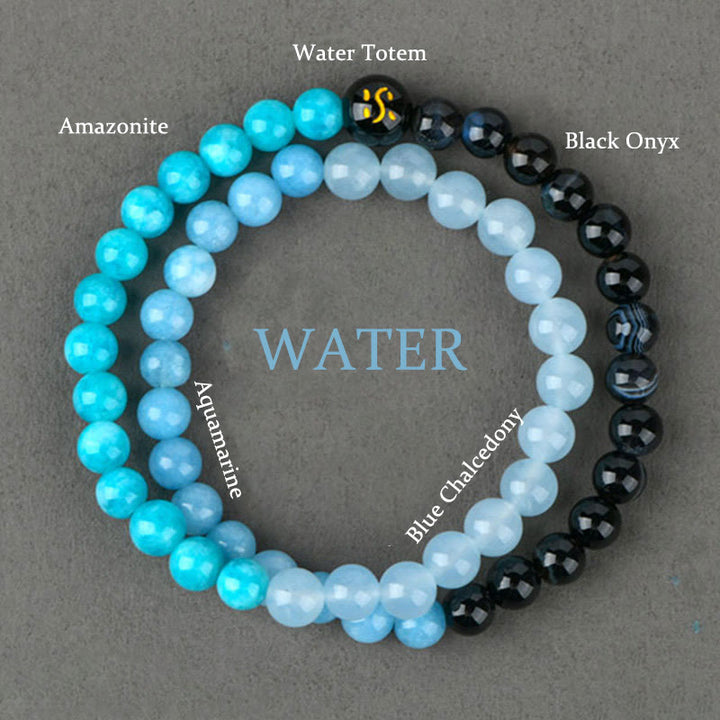 Pulsera de la suerte con Buddha Stones, cinco elementos, varios cristales de ágata, calcedonia y cristal blanco de ágata blanca - Agua (Circunferencia de la muñeca: 14-16 cm) - image 15