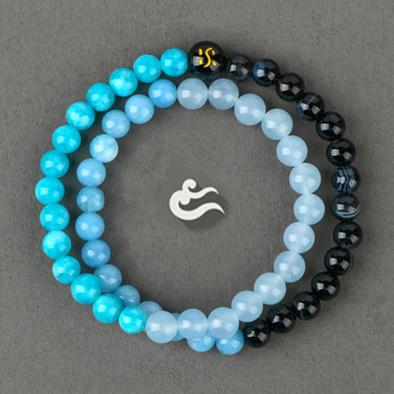 Pulsera de la suerte con Buddha Stones, cinco elementos, varios cristales de ágata, calcedonia y cristal blanco de ágata blanca