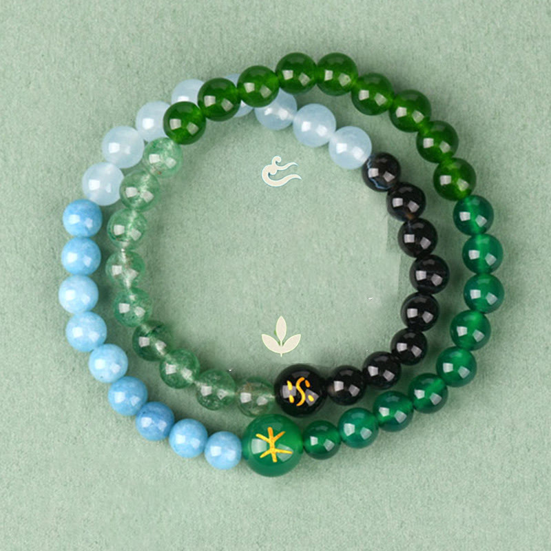 Pulsera de la suerte con Buddha Stones, cinco elementos, varios cristales de ágata, perla, ónix negro, ágata blanca y cristal blanco