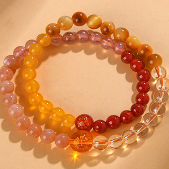 Pulsera de la suerte con Buddha Stones, cinco elementos, varios cristales de ágata, perla, ónix negro, ágata blanca y cristal blanco - image 26