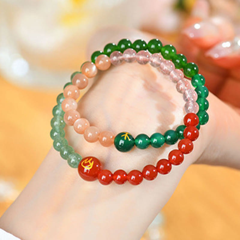 Pulsera de la suerte con Buddha Stones, cinco elementos, varios cristales de ágata, perla, ónix negro, ágata blanca y cristal blanco
