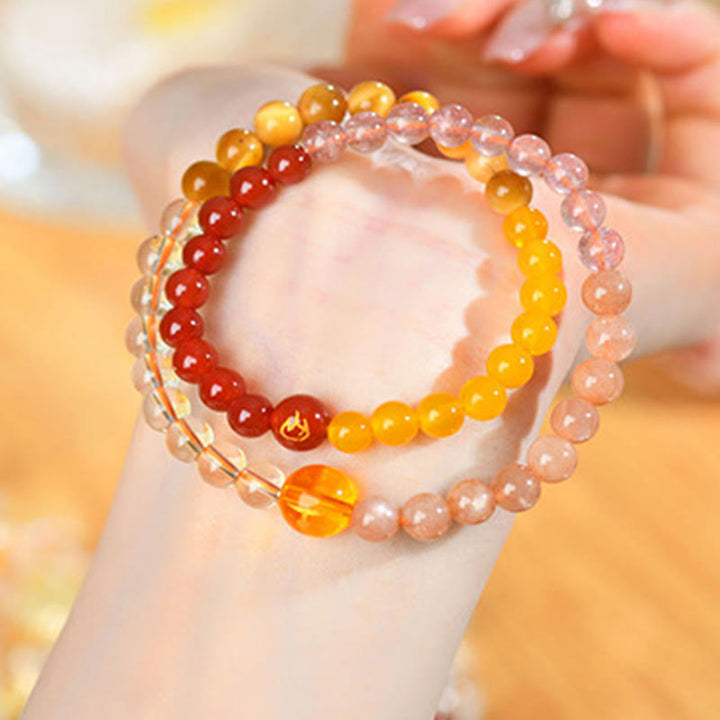 Pulsera de la suerte con Buddha Stones, cinco elementos, varios cristales de ágata, perla, ónix negro, ágata blanca y cristal blanco