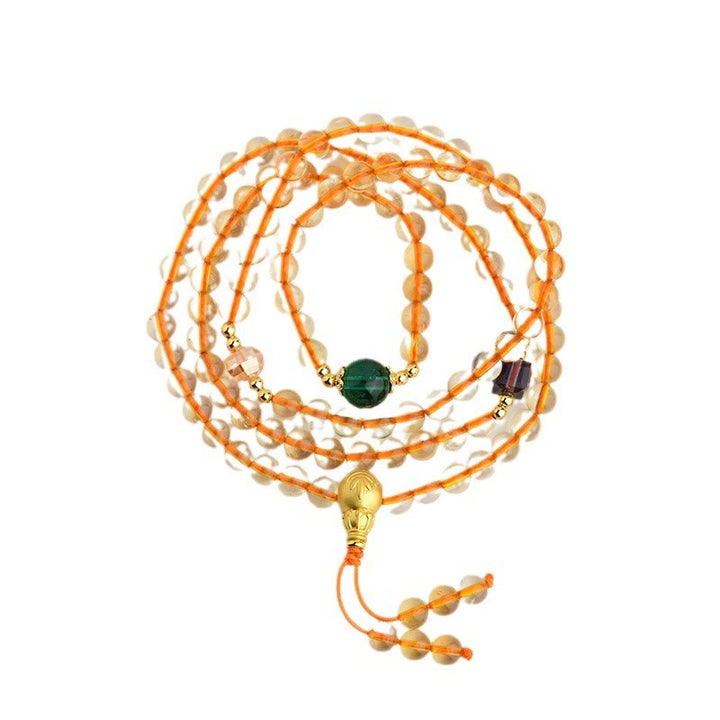 Pulsera de la felicidad con citrino y 108 cuentas de mala de Buddha Stones