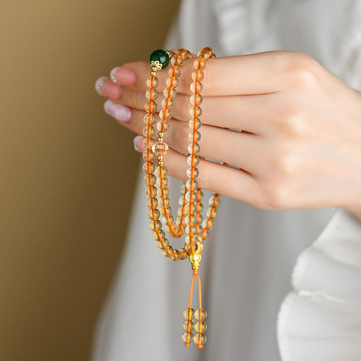 Pulsera de la felicidad con citrino y 108 cuentas de mala de Buddha Stones