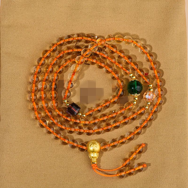 Pulsera de la felicidad con citrino y 108 cuentas de mala de Buddha Stones