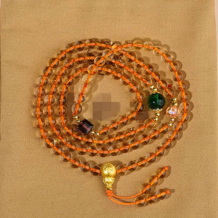 Pulsera de la felicidad con citrino y 108 cuentas de mala de Buddha Stones