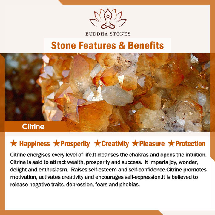 Pulsera de la felicidad con citrino y 108 cuentas de mala de Buddha Stones