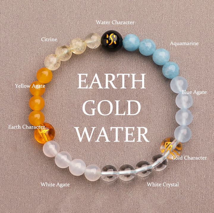 Pulsera de la riqueza con Buddha Stones, cinco elementos, varios cristales de ágata, cuarzo verde fresa y piedra solar