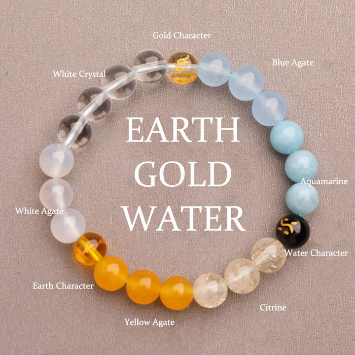Pulsera de la riqueza con Buddha Stones, cinco elementos, varios cristales de ágata, cuarzo verde fresa y piedra solar