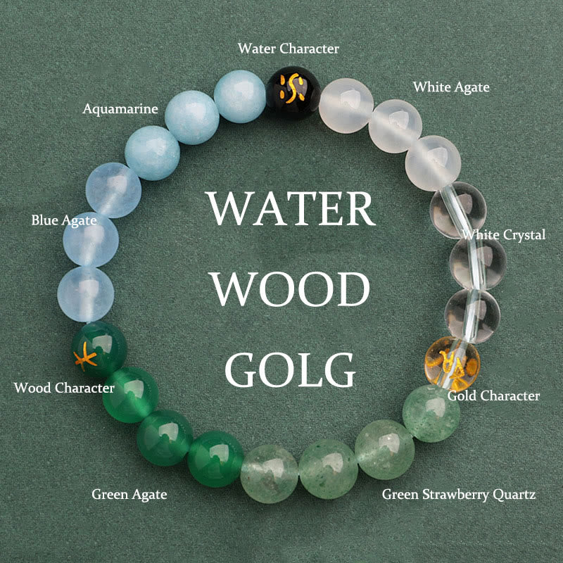 Pulsera de la riqueza con Buddha Stones, cinco elementos, varios cristales de ágata, cuarzo verde fresa y piedra solar