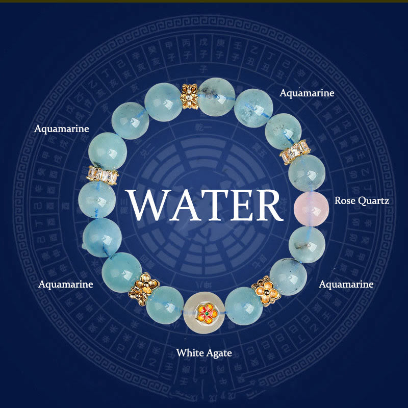 Pulsera de la suerte con Buddha Stones, cinco elementos, varios cristales de ágata, cuarzo rutilado fantasma verde, ágata verde uva y malaquita