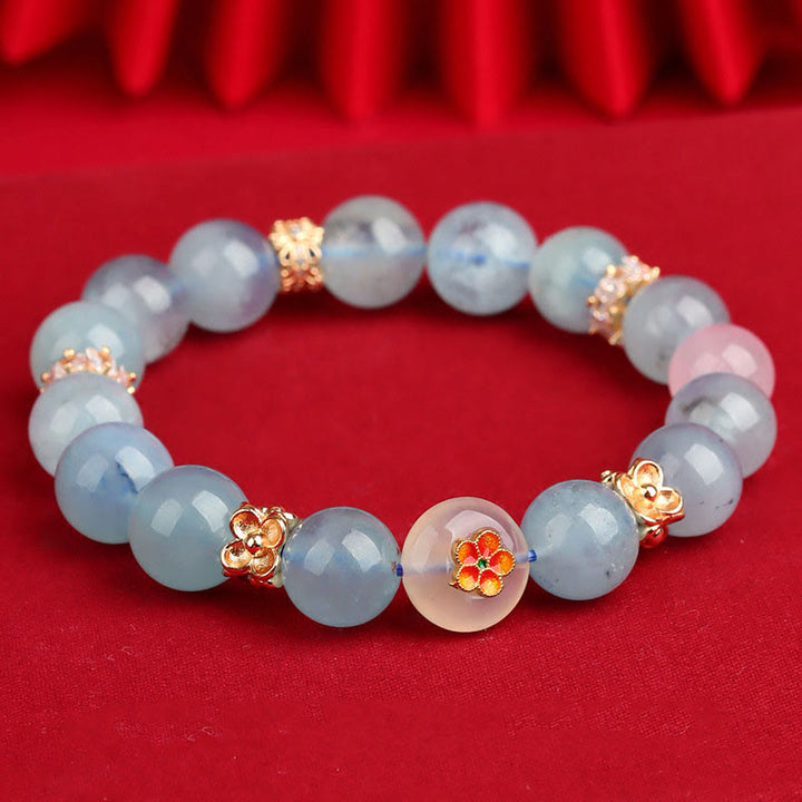 Pulsera de la suerte con Buddha Stones, cinco elementos, varios cristales de ágata, cuarzo rutilado fantasma verde, ágata verde uva y malaquita