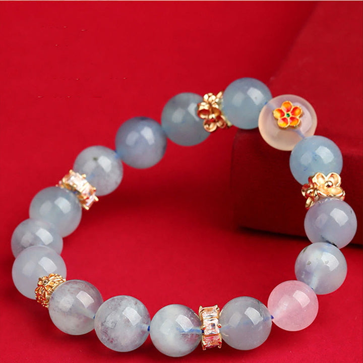 Pulsera de la suerte con Buddha Stones, cinco elementos, varios cristales de ágata, cuarzo rutilado fantasma verde, ágata verde uva y malaquita