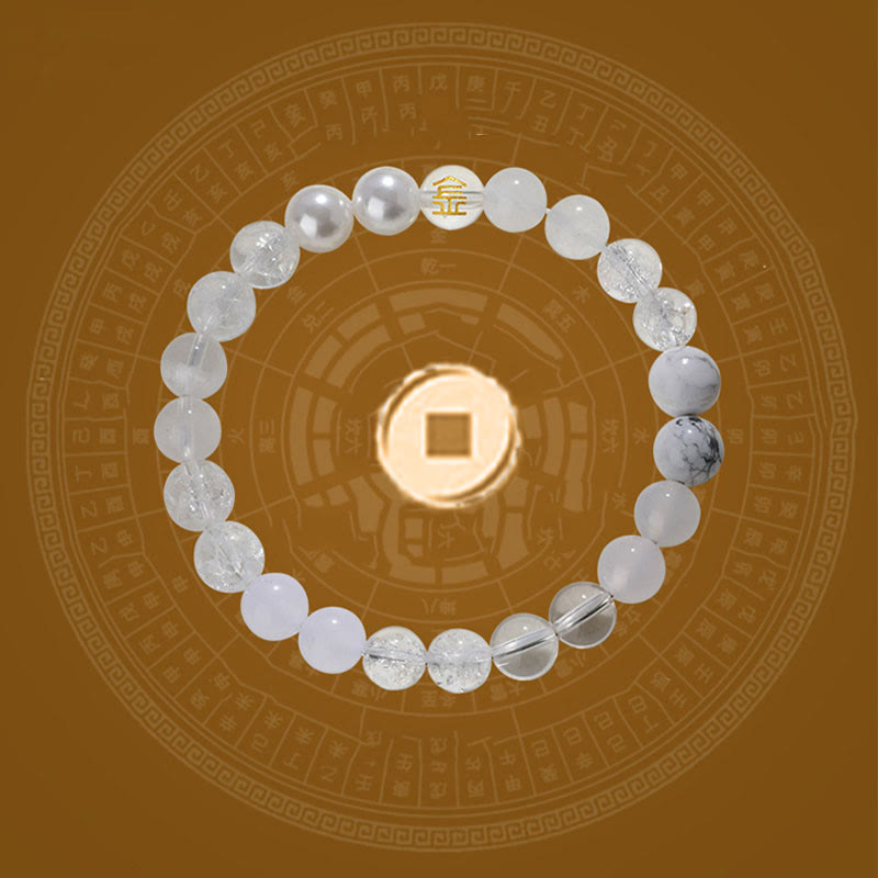 Pulsera de la suerte con Buddha Stones, cinco elementos, varios cristales de ágata, cuarzo rutilado, ojo de tigre, ágata amarilla y citrino