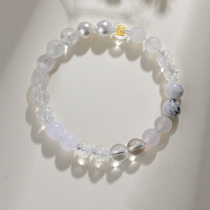 Pulsera de la suerte con Buddha Stones, cinco elementos, varios cristales de ágata, cuarzo rutilado, ojo de tigre, ágata amarilla y citrino