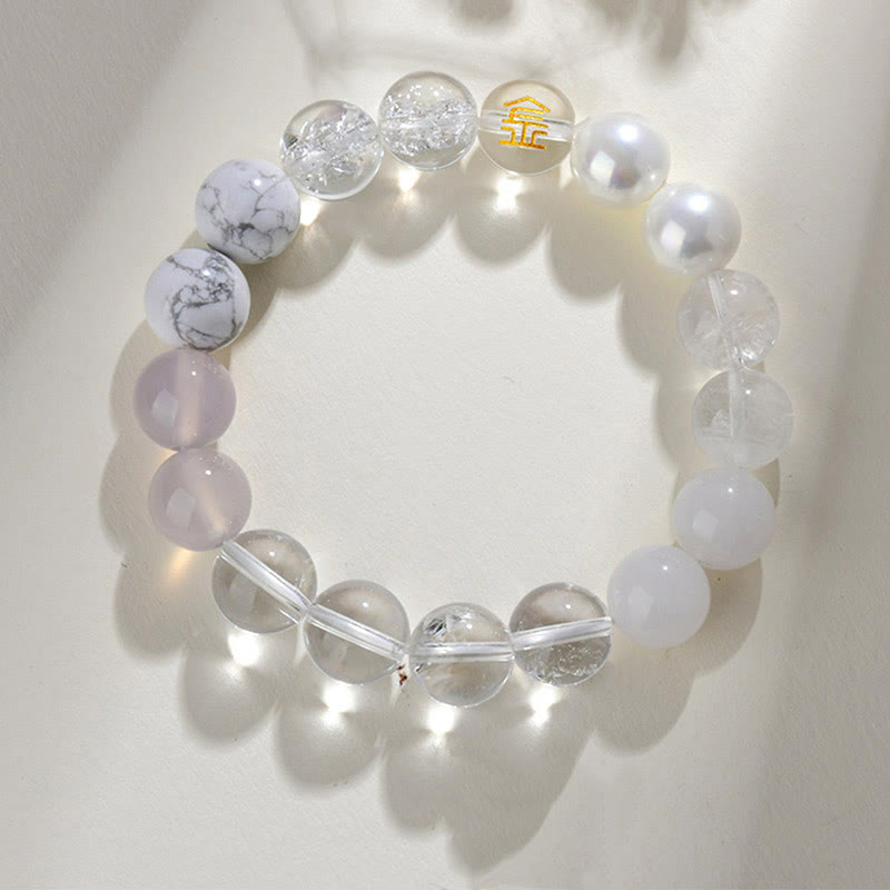 Pulsera de la suerte con Buddha Stones, cinco elementos, varios cristales de ágata, cuarzo rutilado, ojo de tigre, ágata amarilla y citrino