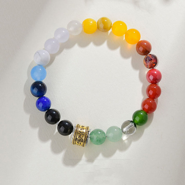 Pulsera de la suerte con Buddha Stones, cinco elementos, varios cristales de ágata, cuarzo rutilado, ojo de tigre, ágata amarilla y citrino