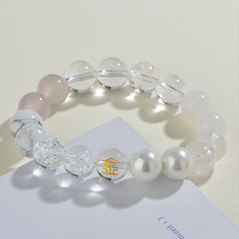 Pulsera de la suerte con Buddha Stones, cinco elementos, varios cristales de ágata, cuarzo rutilado, ojo de tigre, ágata amarilla y citrino