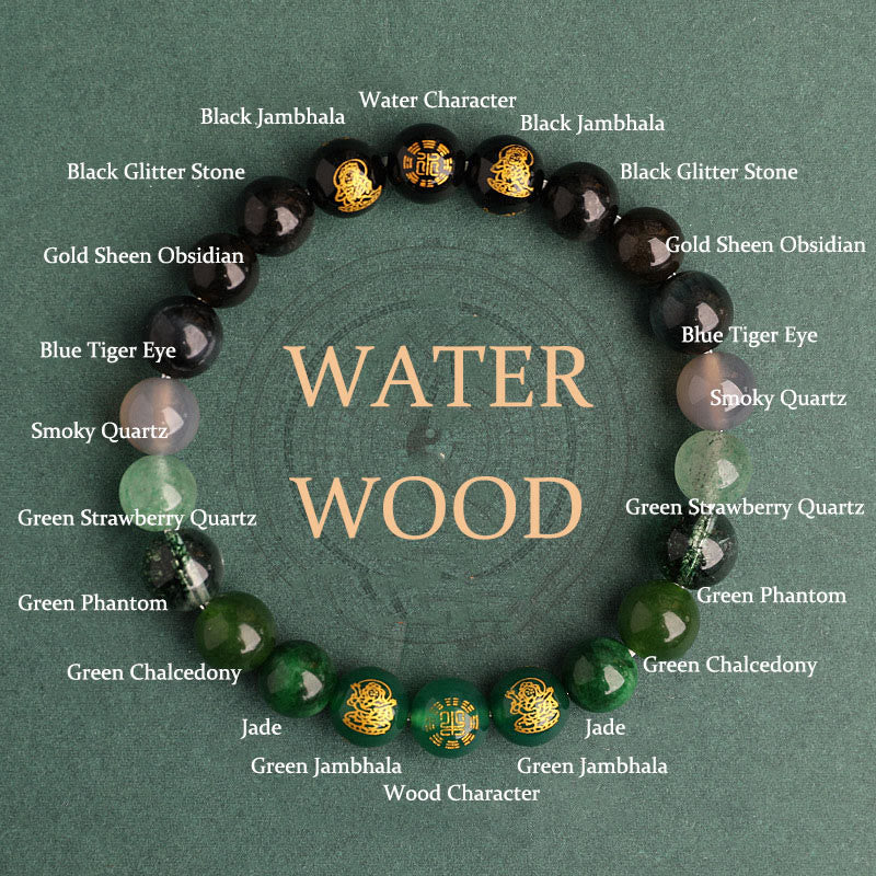 Pulsera de la suerte con Buddha Stones, cinco elementos, varios cristales de ágata, ágata roja del sur, cuarzo fresa, piedra solar, citrino