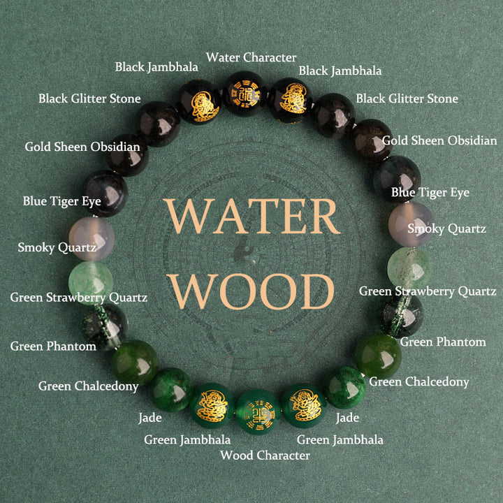 Pulsera de la suerte con Buddha Stones, cinco elementos, varios cristales de ágata, ágata roja del sur, cuarzo fresa, piedra solar, citrino
