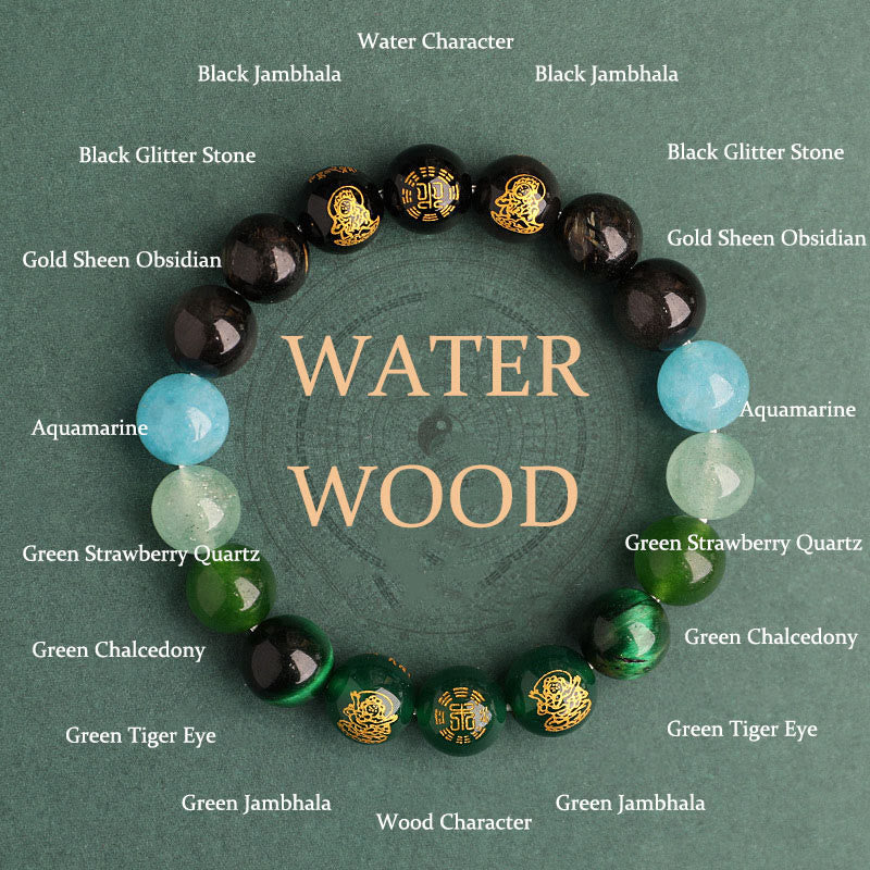 Pulsera de la suerte con Buddha Stones, cinco elementos, varios cristales de ágata, ágata roja del sur, cuarzo fresa, piedra solar, citrino
