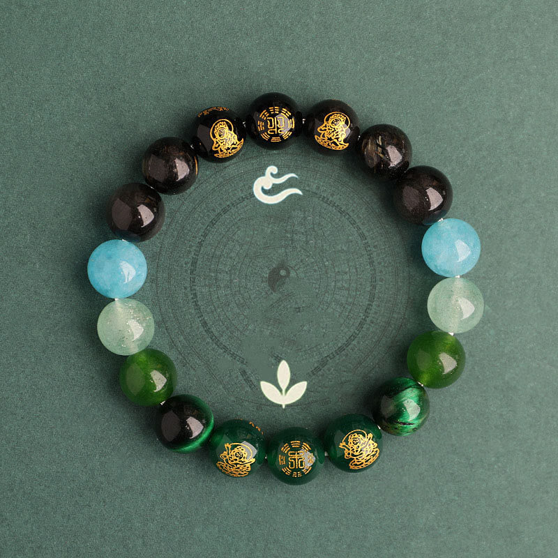 Pulsera de la suerte con Buddha Stones, cinco elementos, varios cristales de ágata, ágata roja del sur, cuarzo fresa, piedra solar, citrino