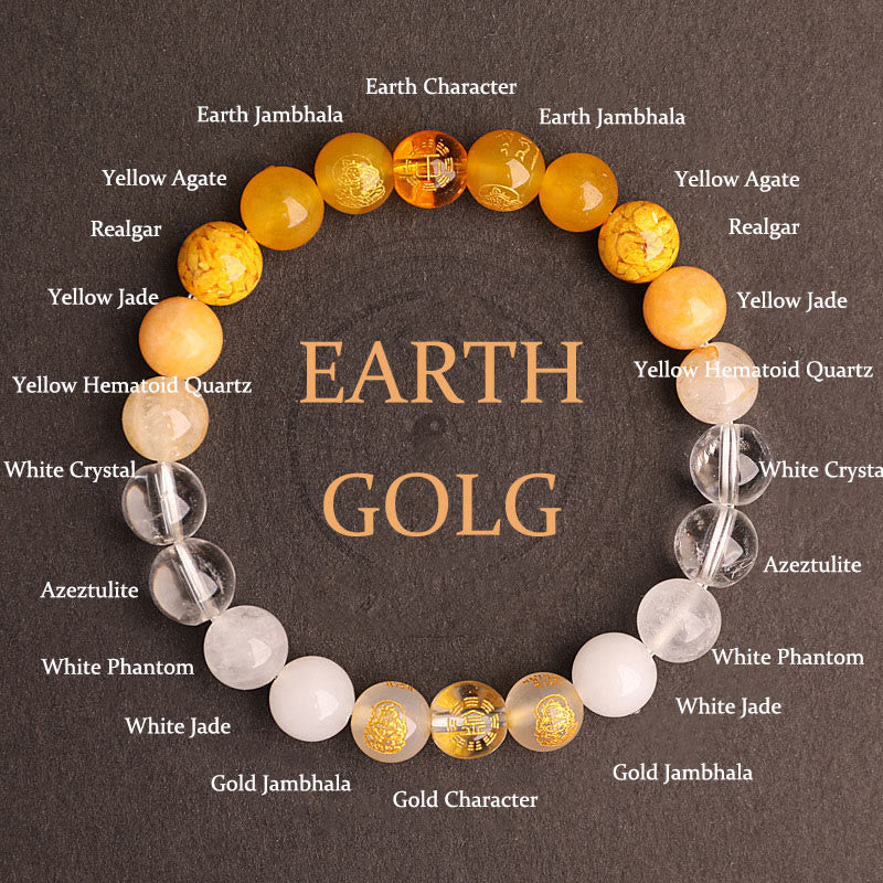 Pulsera de la suerte con Buddha Stones, cinco elementos, varios cristales de ágata, ágata roja del sur, cuarzo fresa, piedra solar, citrino