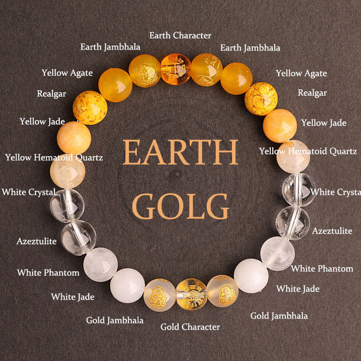 Pulsera de la suerte con Buddha Stones, cinco elementos, varios cristales de ágata, ágata roja del sur, cuarzo fresa, piedra solar, citrino