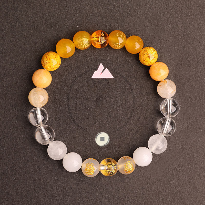 Pulsera de la suerte con Buddha Stones, cinco elementos, varios cristales de ágata, ágata roja del sur, cuarzo fresa, piedra solar, citrino