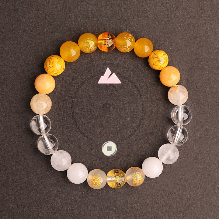 Pulsera de la suerte con Buddha Stones, cinco elementos, varios cristales de ágata, ágata roja del sur, cuarzo fresa, piedra solar, citrino