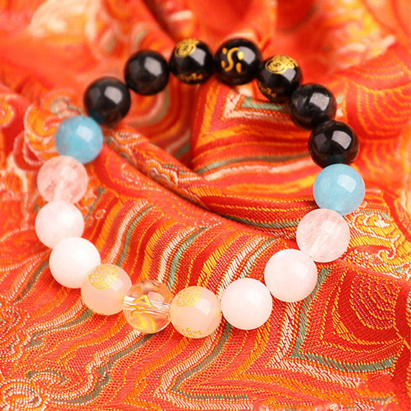 Pulsera de la suerte con Buddha Stones, cinco elementos, varios cristales de ágata, ágata roja del sur, cuarzo fresa, piedra solar, citrino