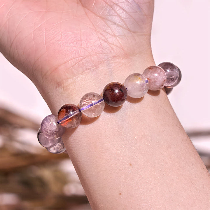 Pulsera de sabiduría del amor fantasma de color morado natural con Buddha Stones