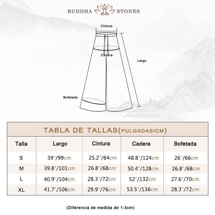 Pantalones de pierna ancha con cordón de algodón sueltos con Buddha Stones para danza de yoga con bolsillos - image 5