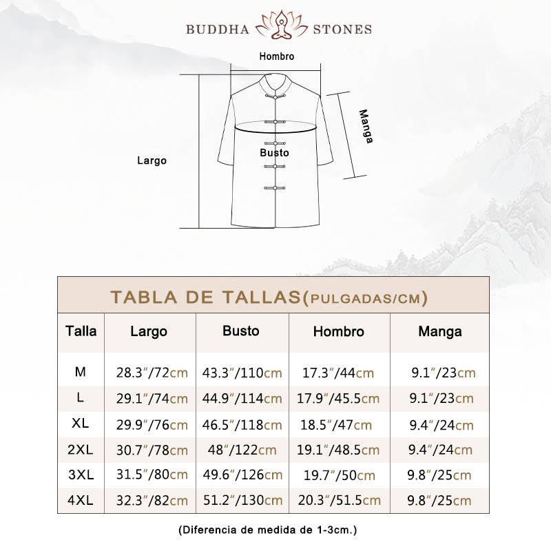 Buddha Stones 2 piezas botón de rana Fu personaje dragón hoja de bambú camisa de manga corta pantalones conjunto de hombres - image 5