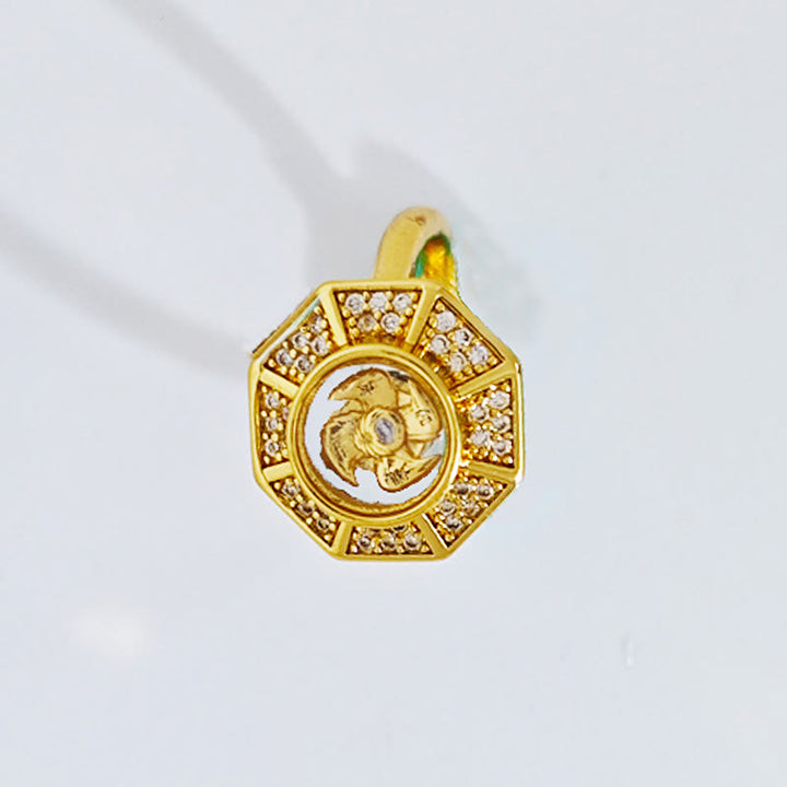 Anillo ajustable de cobre chapado en oro con Buddha Stones, molino de viento, Feng Sheng Shui, Qi, suerte y riqueza