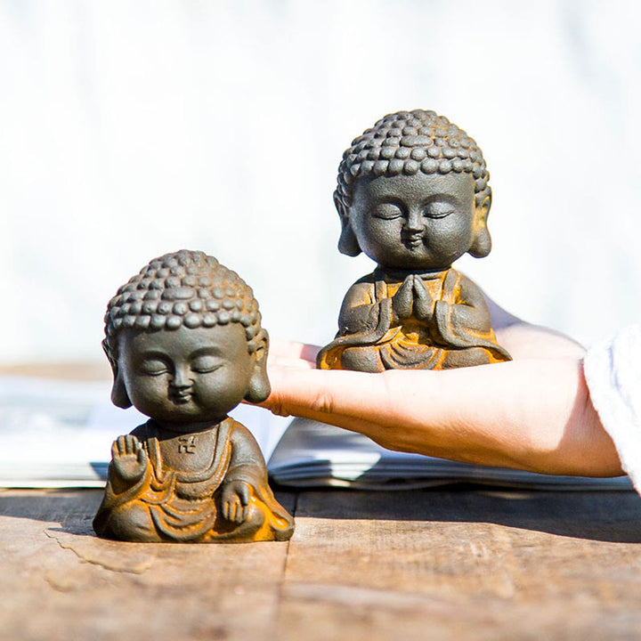 Estatua de resina fundida con óxido de hierro en polvo de Buddha Stones para decoración del hogar - image 3